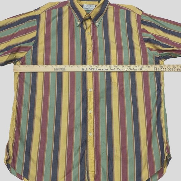 Vintage Gitman Bros Shirt Mens Large Yellow Striped Button Up Short Sleeve USA - Picture 7 of 7